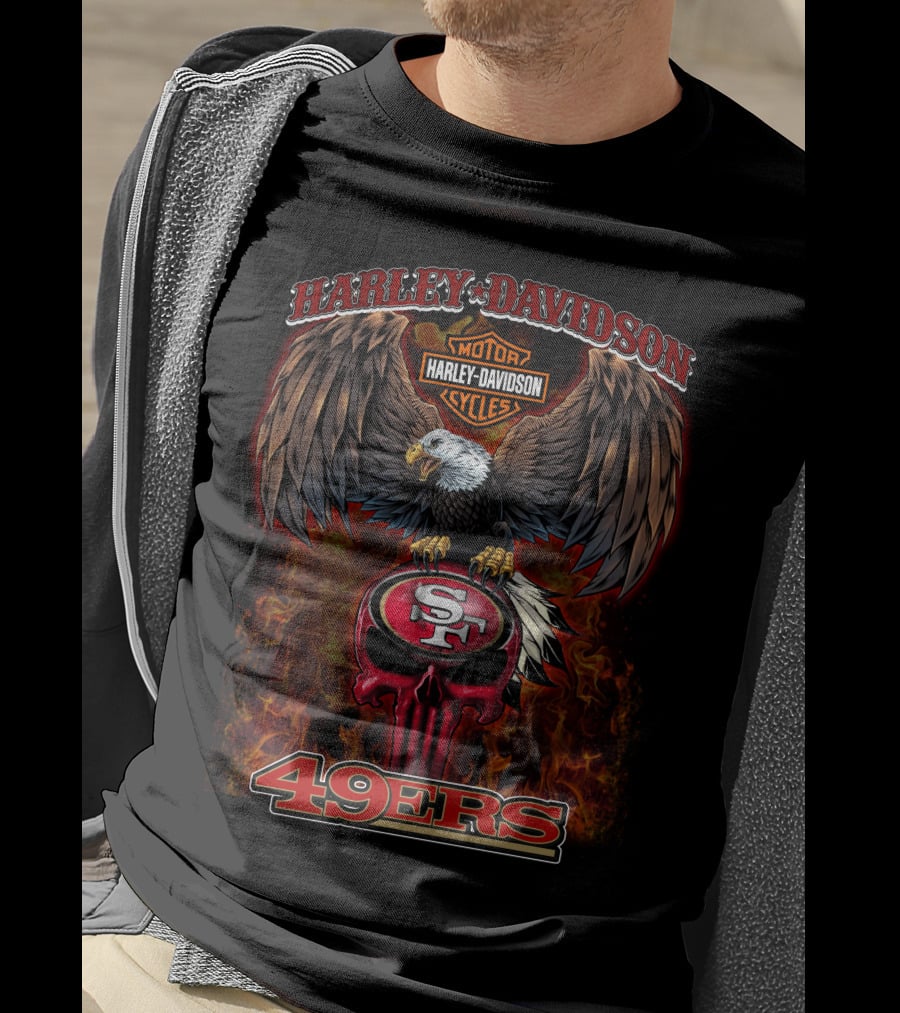 Harley Davidson Motor Cycles Eagle Sf 49ers T-Shirt