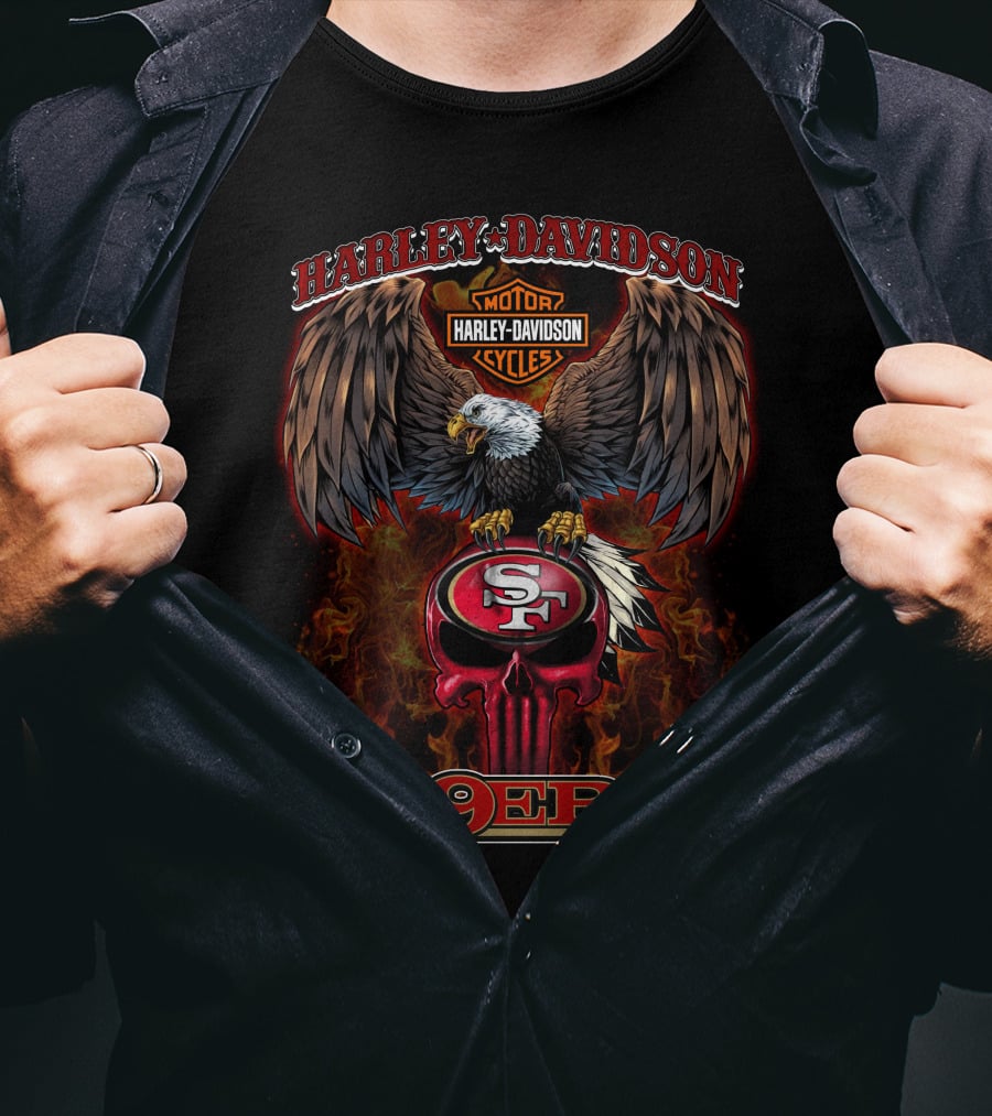 Harley Davidson Motor Cycles Eagle Sf 49ers T-Shirt