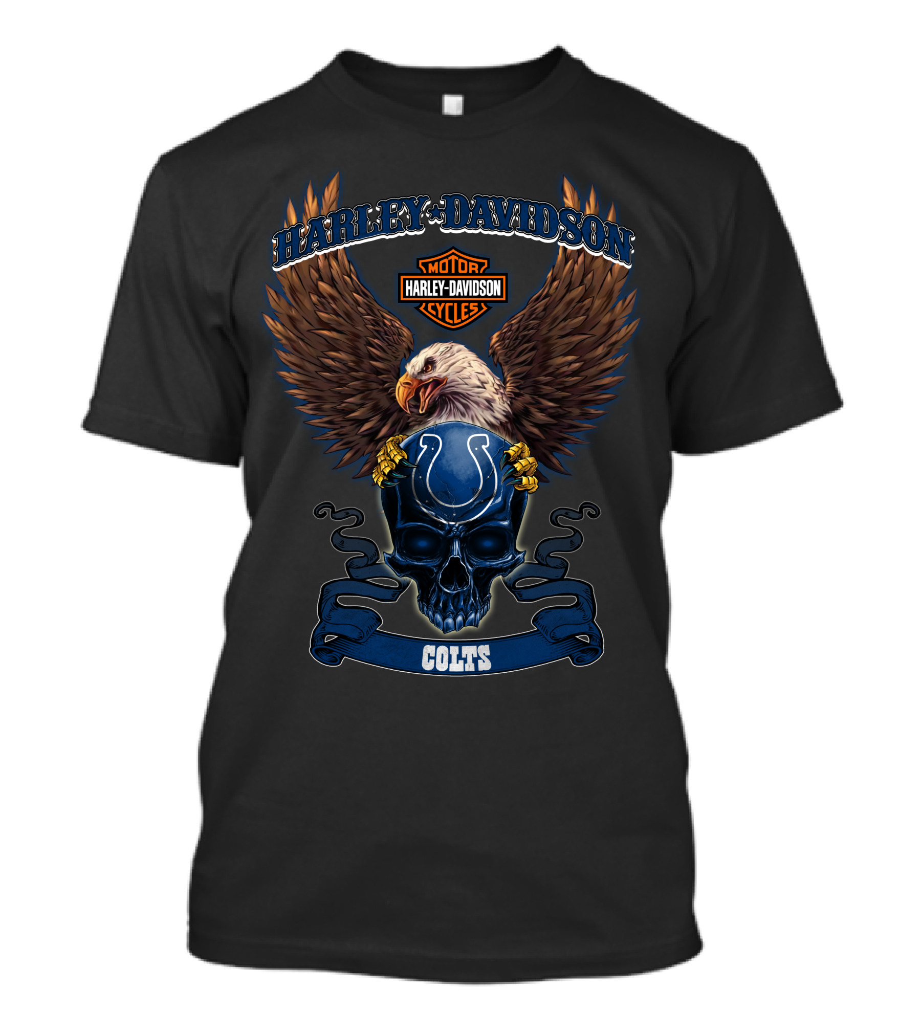 Harley Davidson Eagle Skull Colts Logo Indianapolis Hd03Nfl T-Shirt