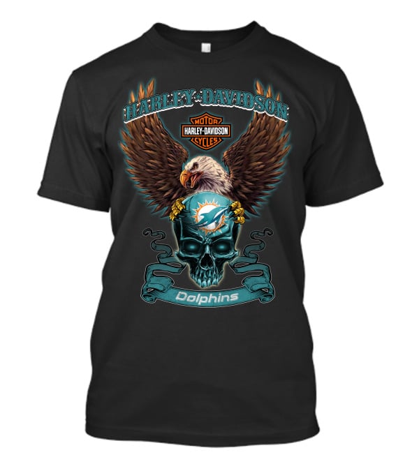 Harley Davidson Miami Dolphins Motor Cycles T-Shirt