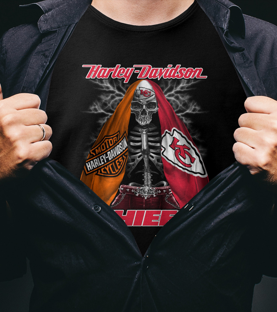 Harley Davidson Kansas City Chiefs Skull Motorcycles Chiefs T-Shirt