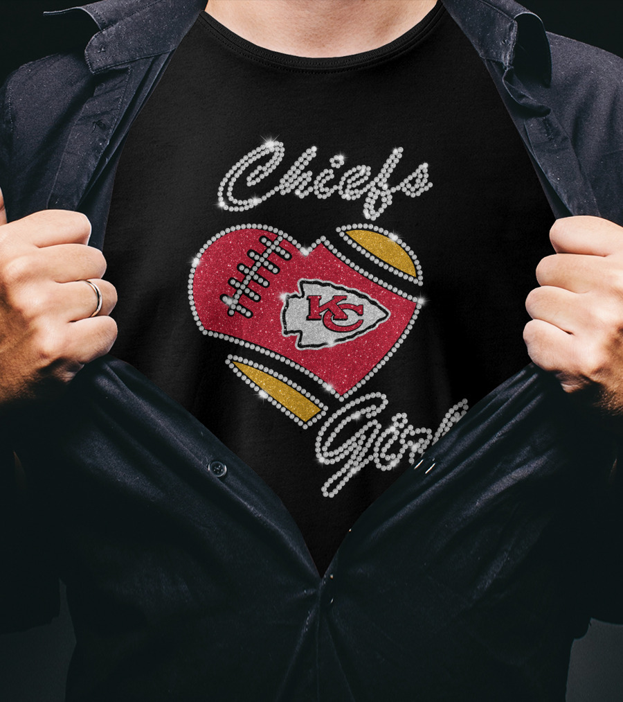 Chiefs Girl Heart Football Kc Kansas City Chiefs T-Shirt