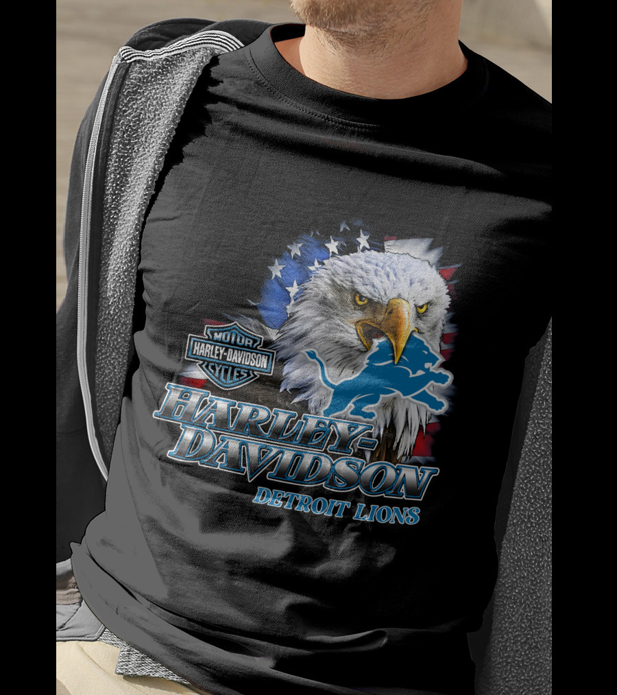 Harley Davidson Detroit Lions American Eagle T-Shirt
