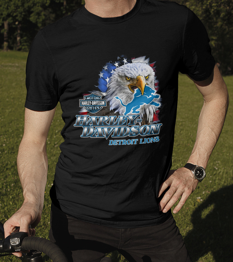 Harley Davidson Detroit Lions American Eagle T-Shirt