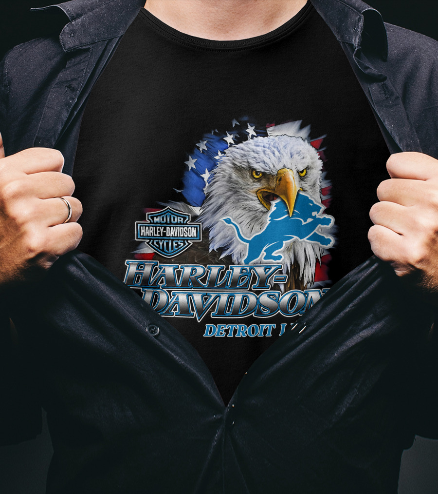 Harley Davidson Detroit Lions American Eagle T-Shirt