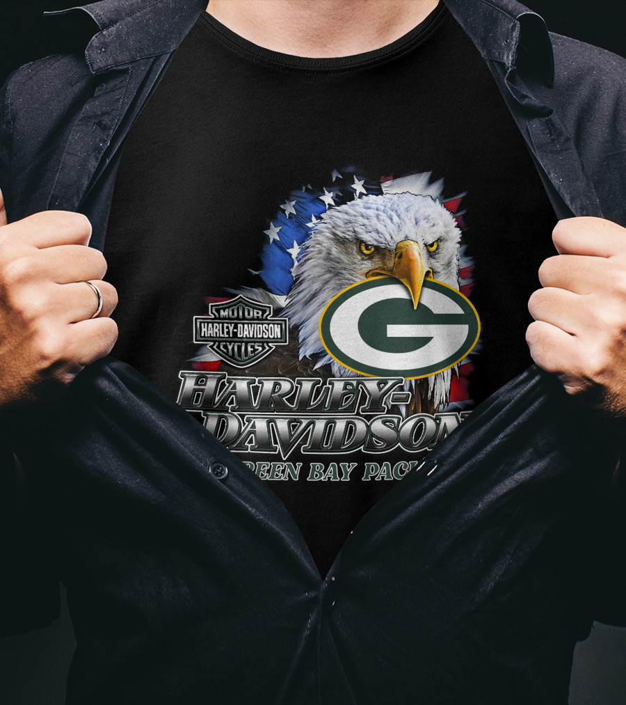 Harley Davidson Green Bay Packers Nfl Eagles T-Shirt
