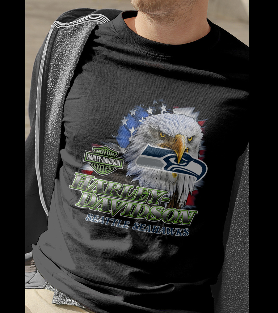 Harley Davidson Seattle Seahawks Nfl Eagles T-Shirt