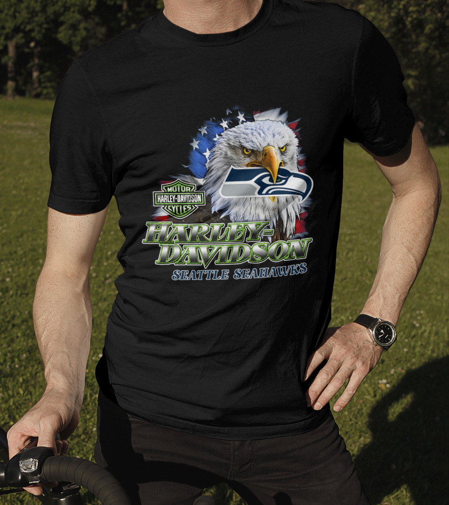 Harley Davidson Seattle Seahawks Nfl Eagles T-Shirt