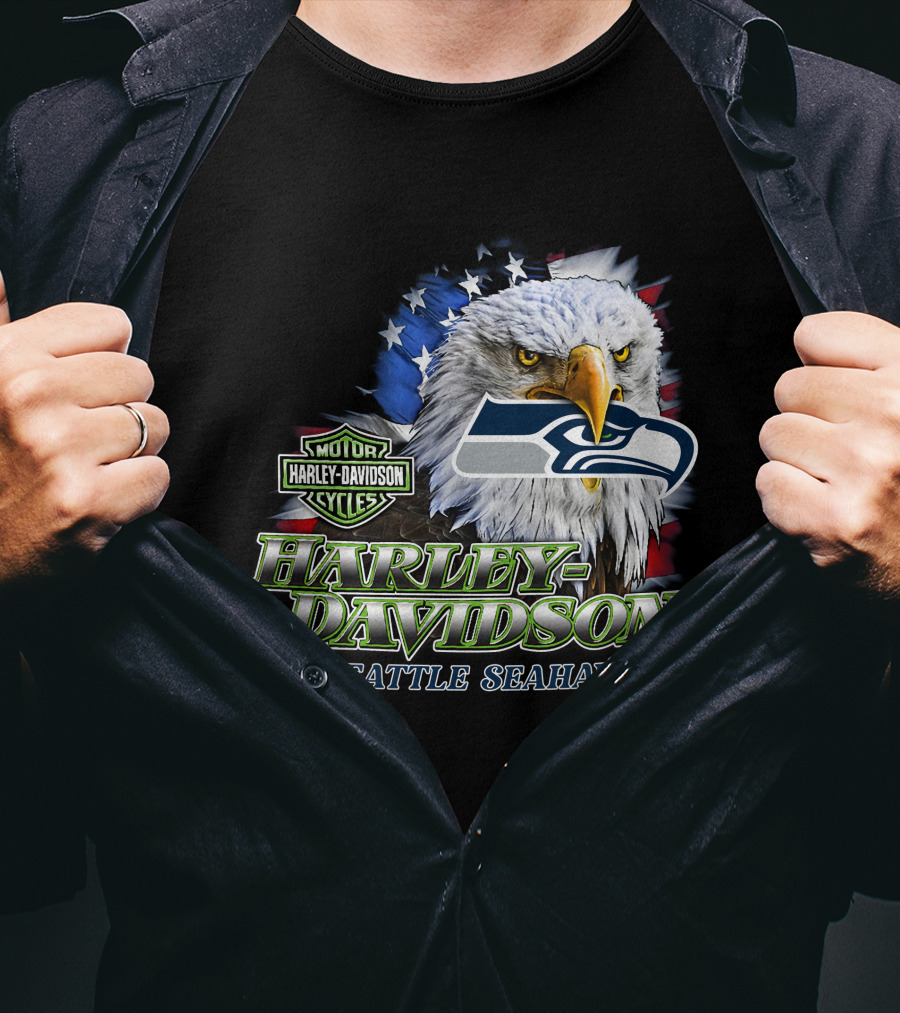 Harley Davidson Seattle Seahawks Nfl Eagles T-Shirt