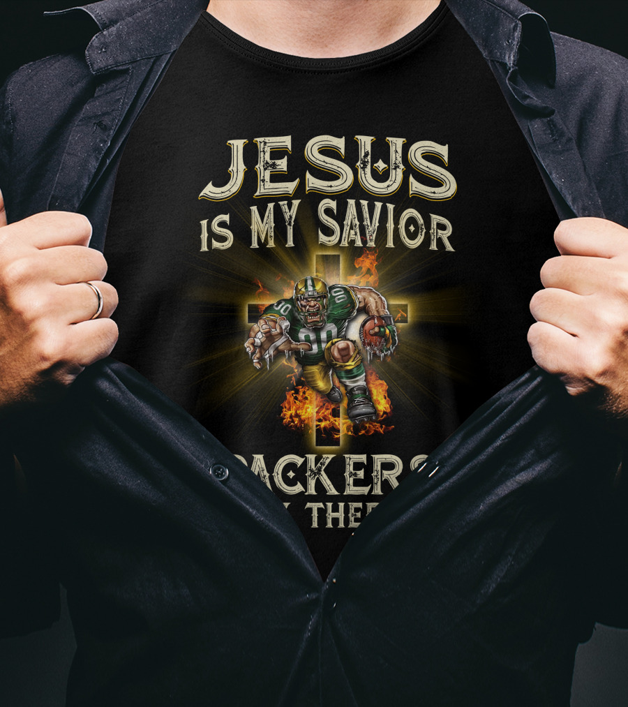 Jesus Is My Savior Packers Is My Therapy Green Bay Packers Football Fan Gear T-Shirt