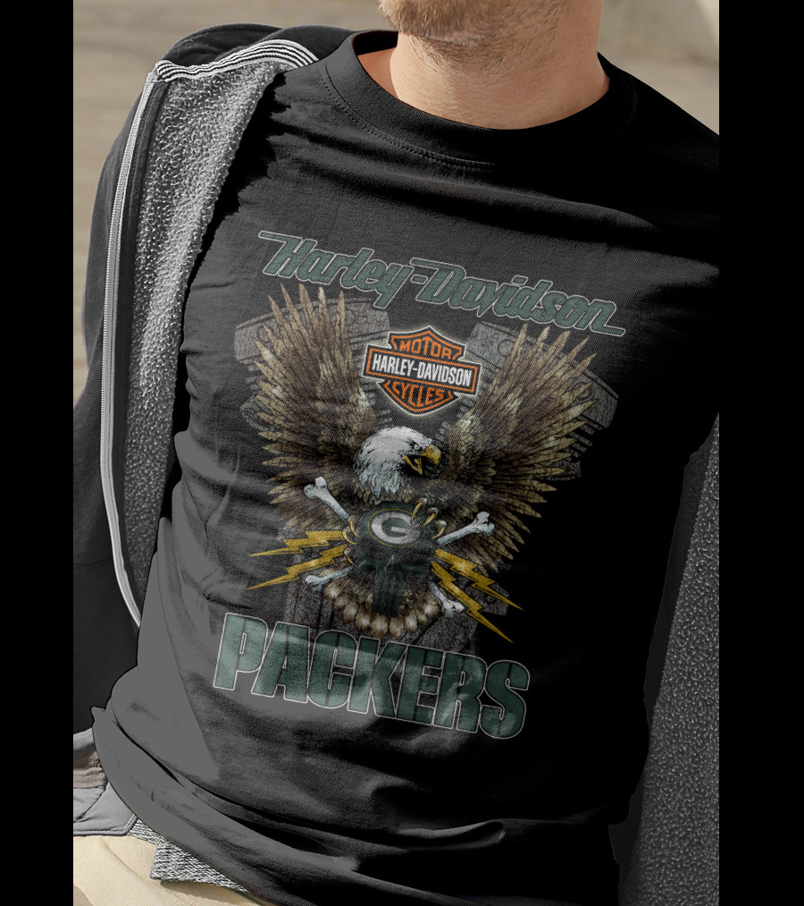 Harley Davidson Packers Motor Cycles Eagle T-Shirt