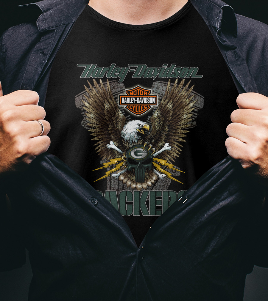 Harley Davidson Packers Motor Cycles Eagle T-Shirt