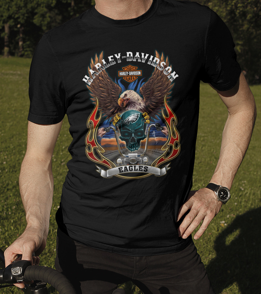 Harley Davidson Motor Cycles Eagles Philadelphia Eagles T-Shirt