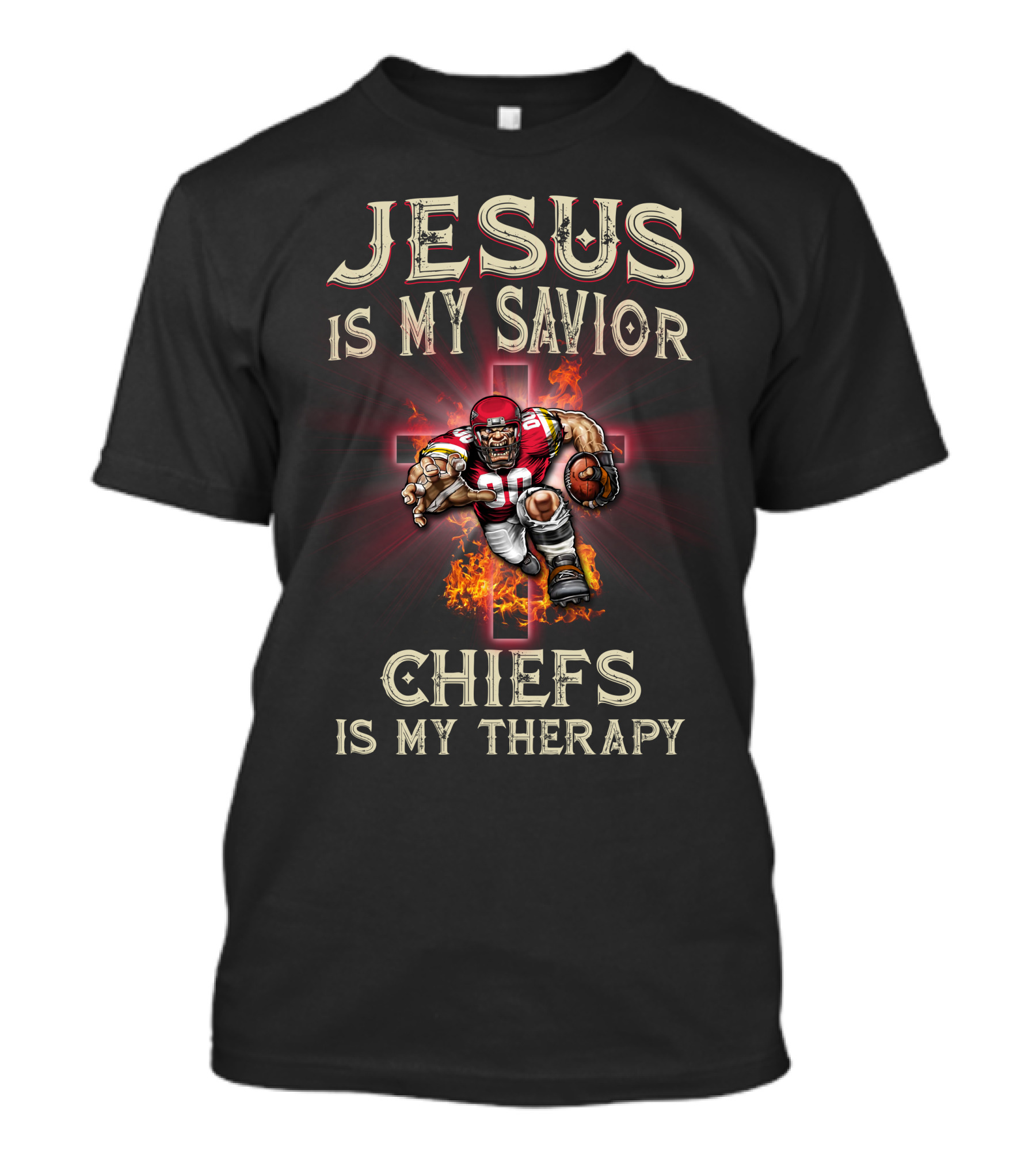 Kansas City Chiefs Jesus Is My Savior Chiefs Is My Therapy T-Shirt