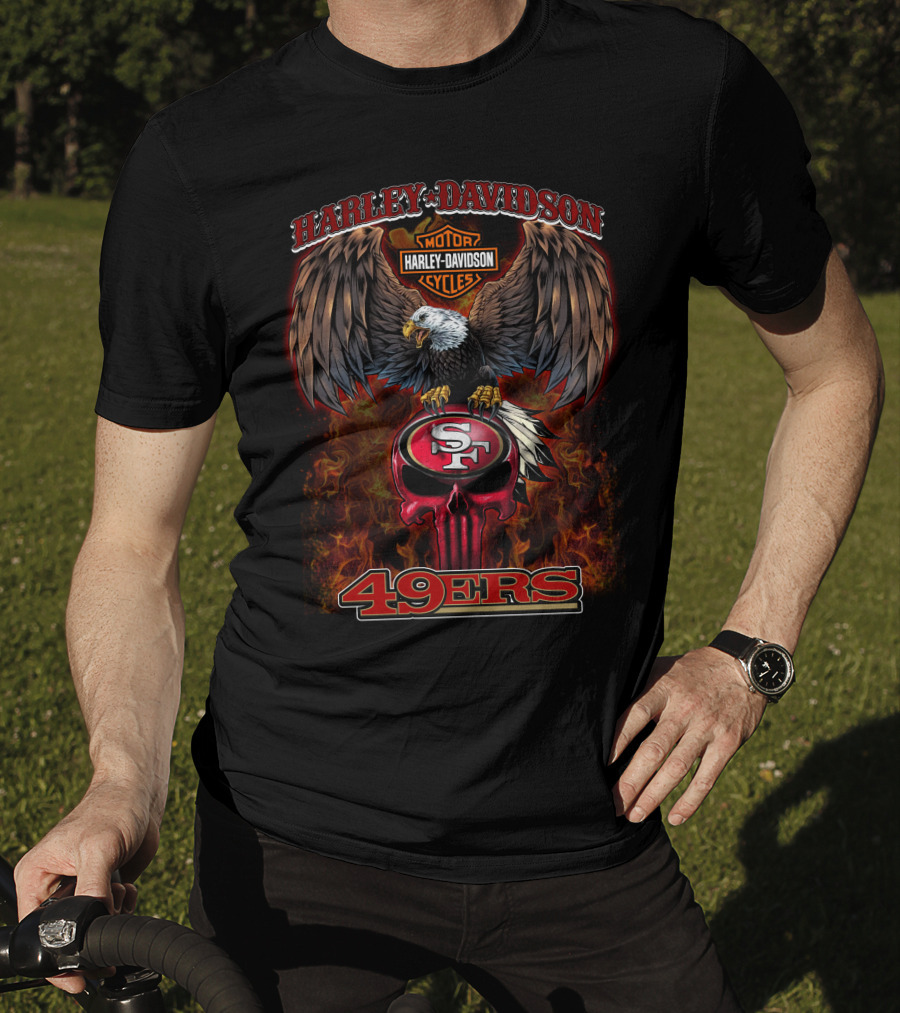 Harley Davidson Motor Cycles Eagle San Francisco 49ers Nfl T-Shirt
