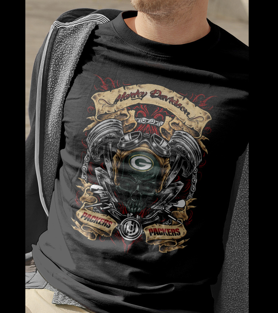 Harley Davidson Green Bay Packers Nfl Skull Packers Retribution T-Shirt