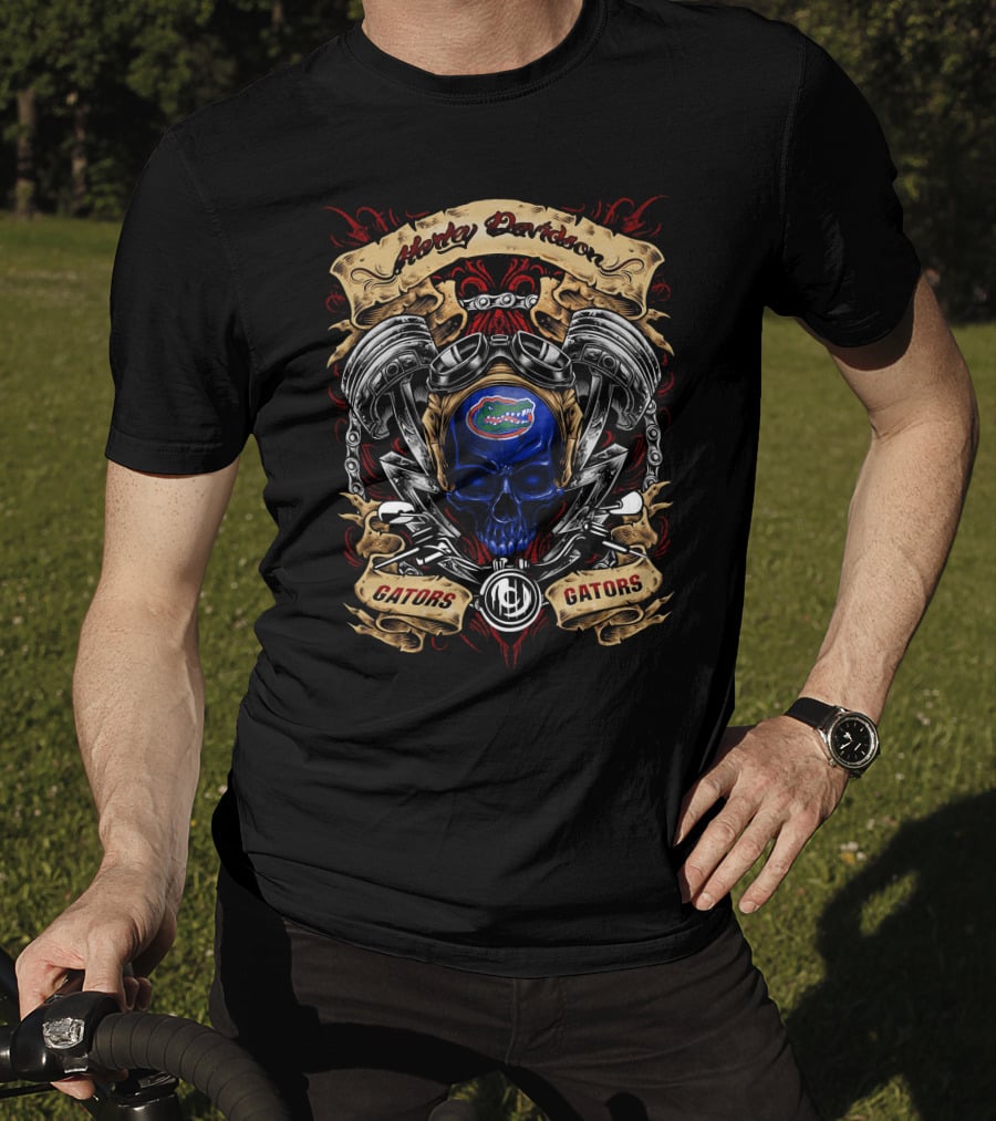 Harley Davidson Florida Gators Ncaa Skull Motors T-Shirt