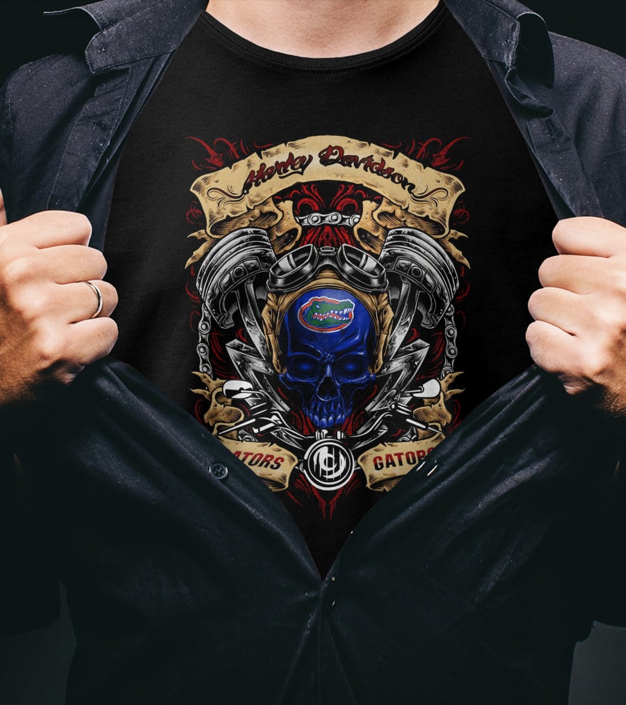 Harley Davidson Florida Gators Ncaa Skull Motors T-Shirt
