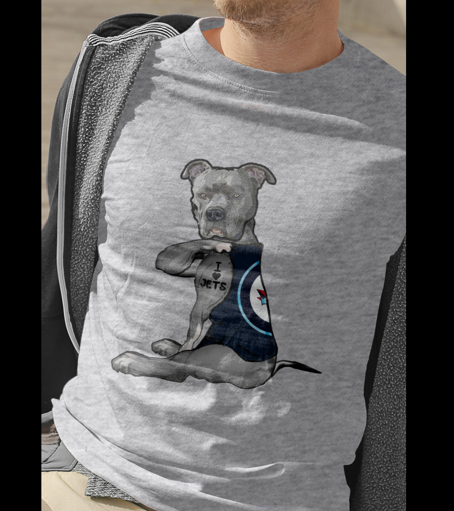 I Love Jets Pitbull Fan With Winnipeg Jets T-Shirt
