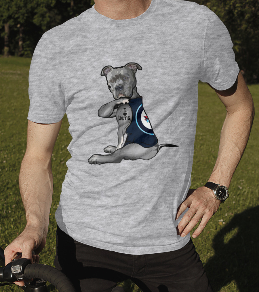 I Love Jets Pitbull Fan With Winnipeg Jets T-Shirt