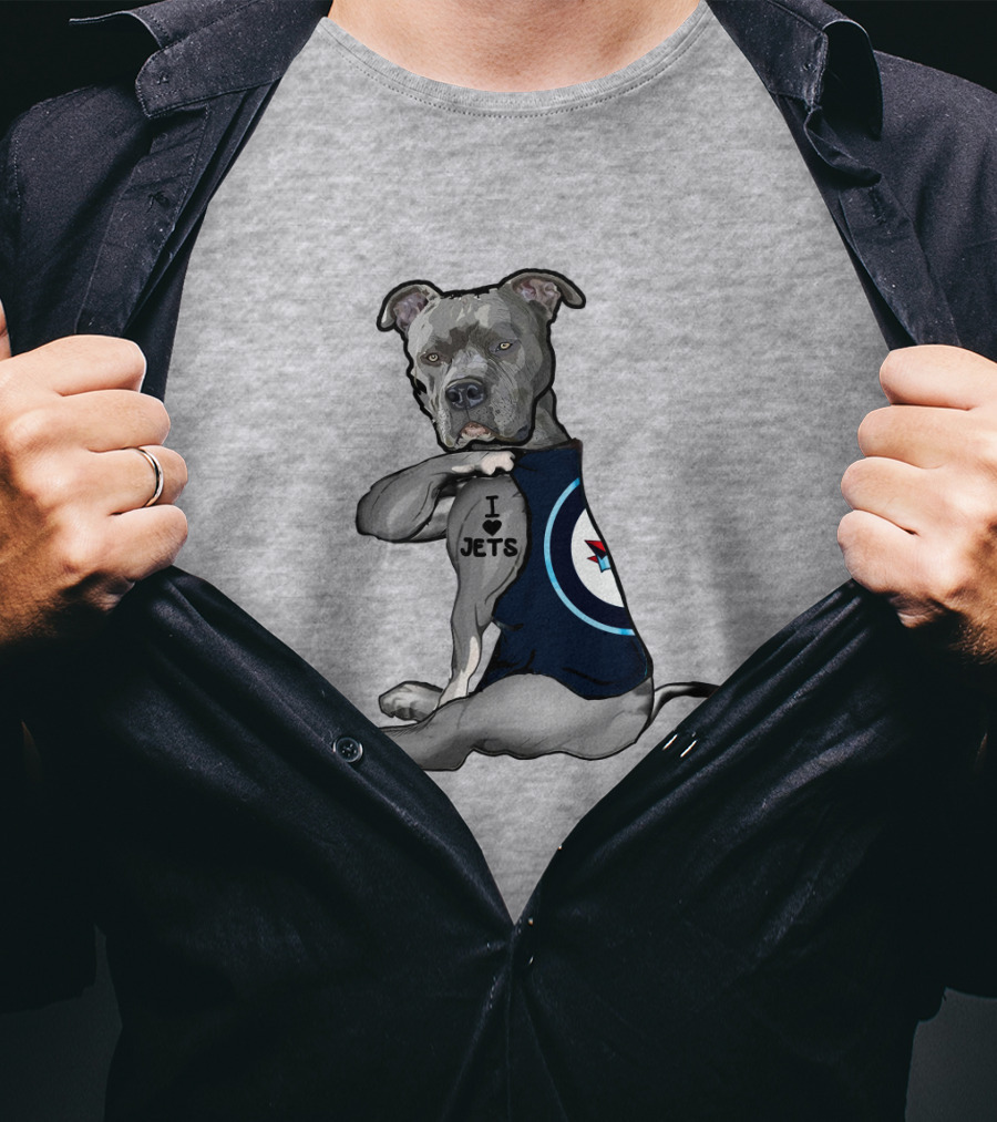 I Love Jets Pitbull Fan With Winnipeg Jets T-Shirt