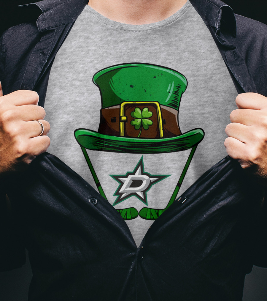 Dallas Stars Clover Hat With Hockey Sticks And Shamrock T-Shirt
