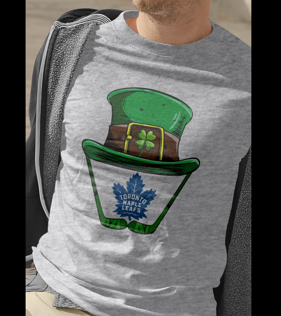 Toronto Maple Leafs St. Patrick's Day Hockey Hat And Clover T-Shirt