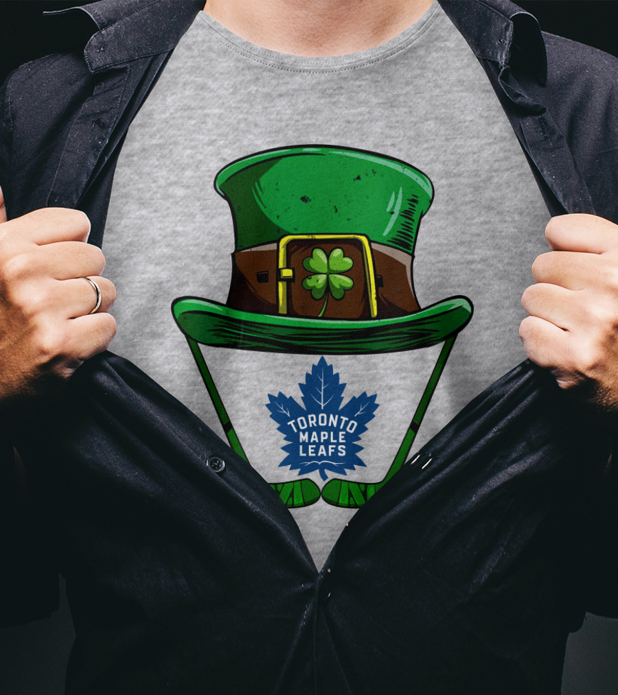 Toronto Maple Leafs St. Patrick's Day Hockey Hat And Clover T-Shirt