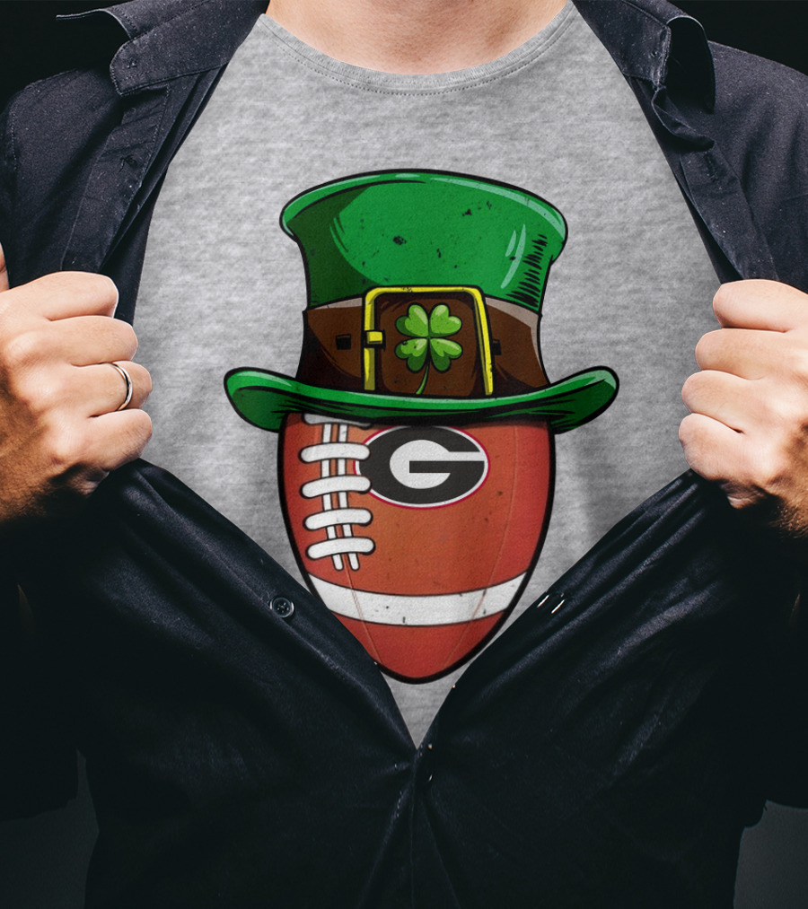 Georgia Bulldogs Football St Patrick's Day Shamrock Hat T-Shirt