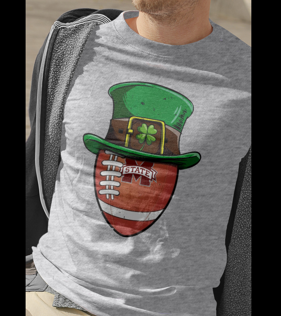 Mississippi State Bulldogs Football Leprechaun Hat Shamrock T-Shirt