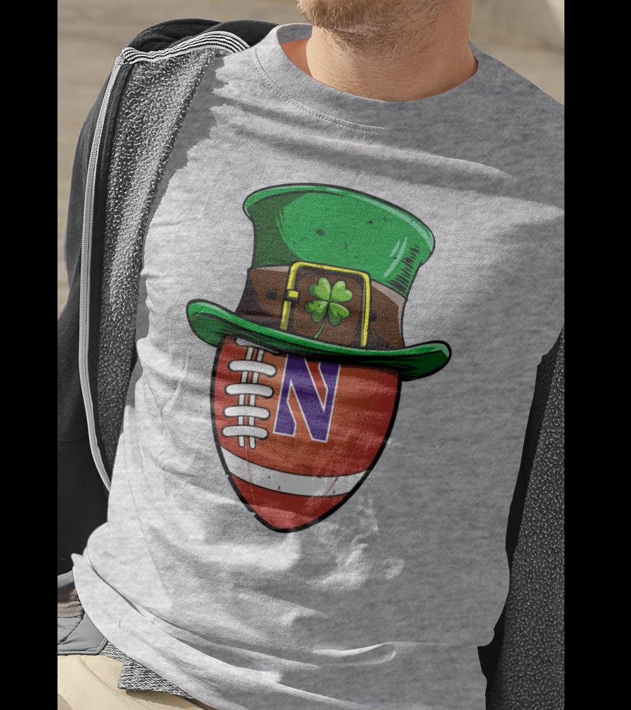Northwestern Wildcats Football Shamrock Hat T-Shirt