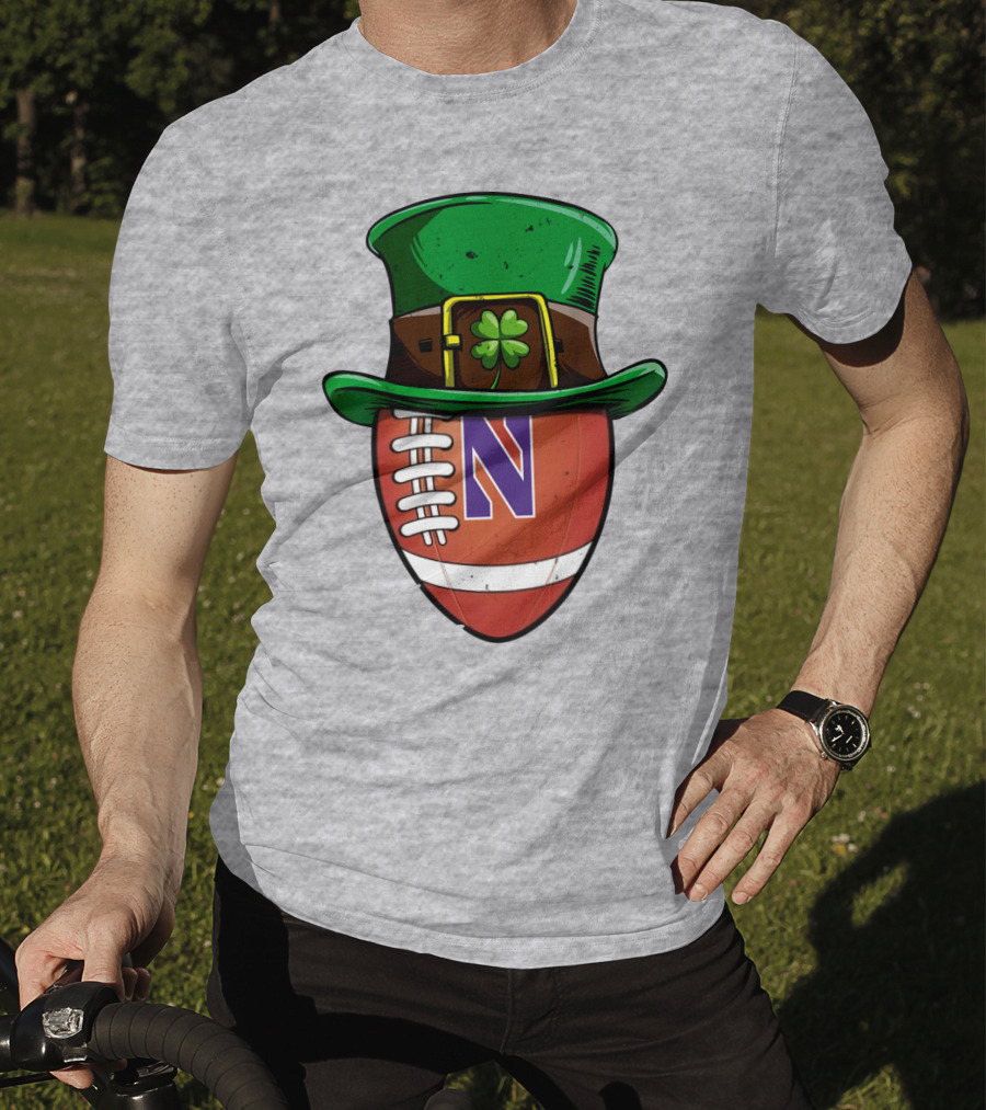 Northwestern Wildcats Football Shamrock Hat T-Shirt