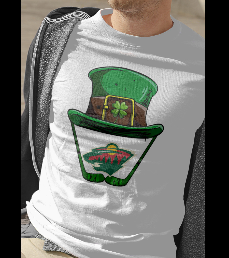 Minnesota Wild St. Patrick's Day Hockey Shamrock Hat T-Shirt