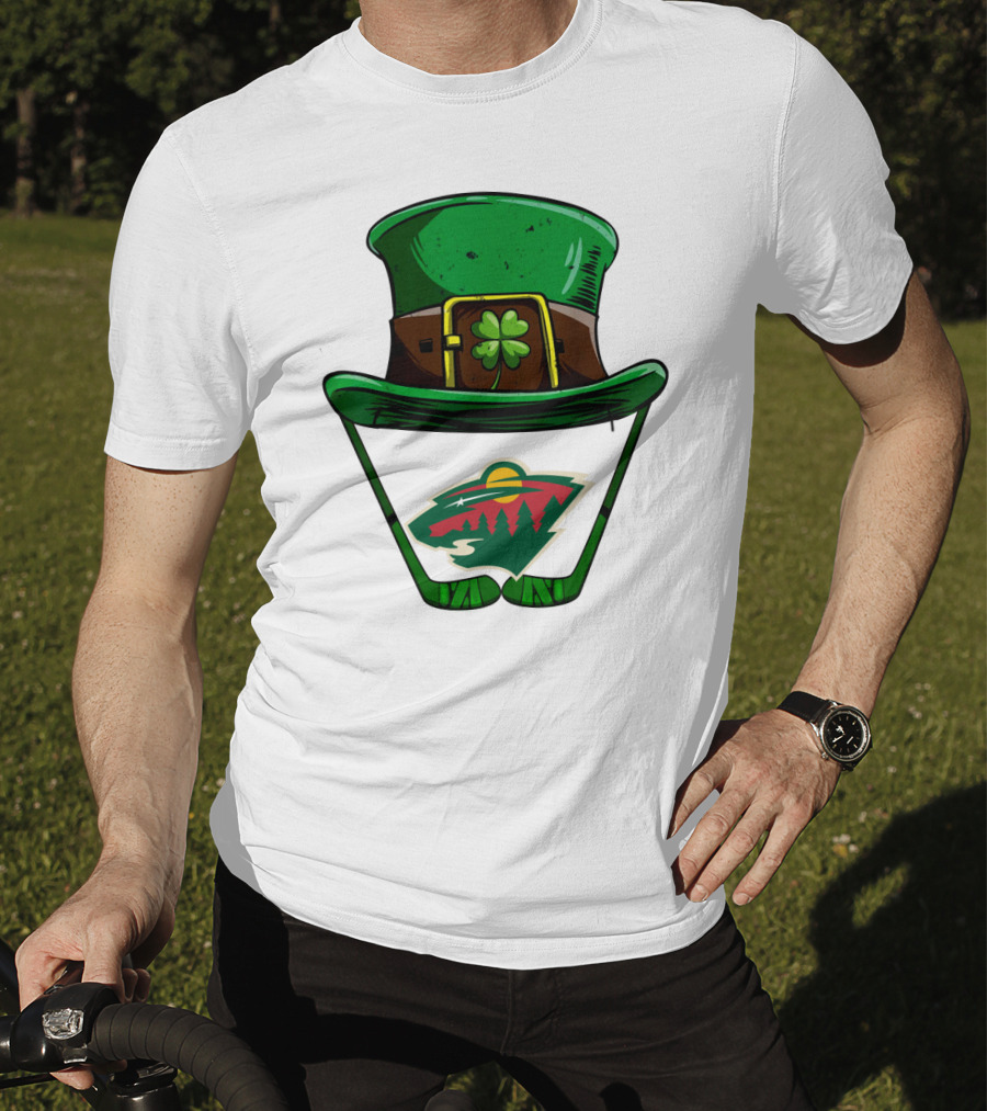 Minnesota Wild St. Patrick's Day Hockey Shamrock Hat T-Shirt