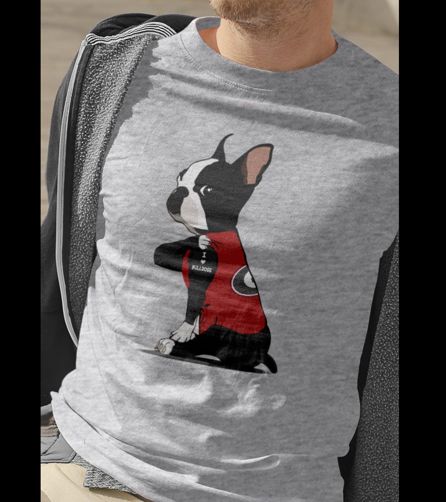Georgia Bulldogs I Love Bulldogs Dog Wearing Red G T-Shirt