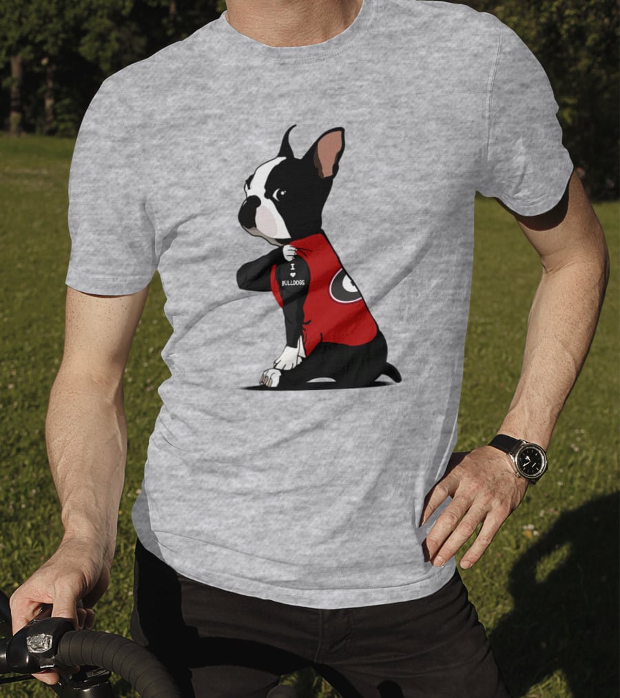 Georgia Bulldogs I Love Bulldogs Dog Wearing Red G T-Shirt