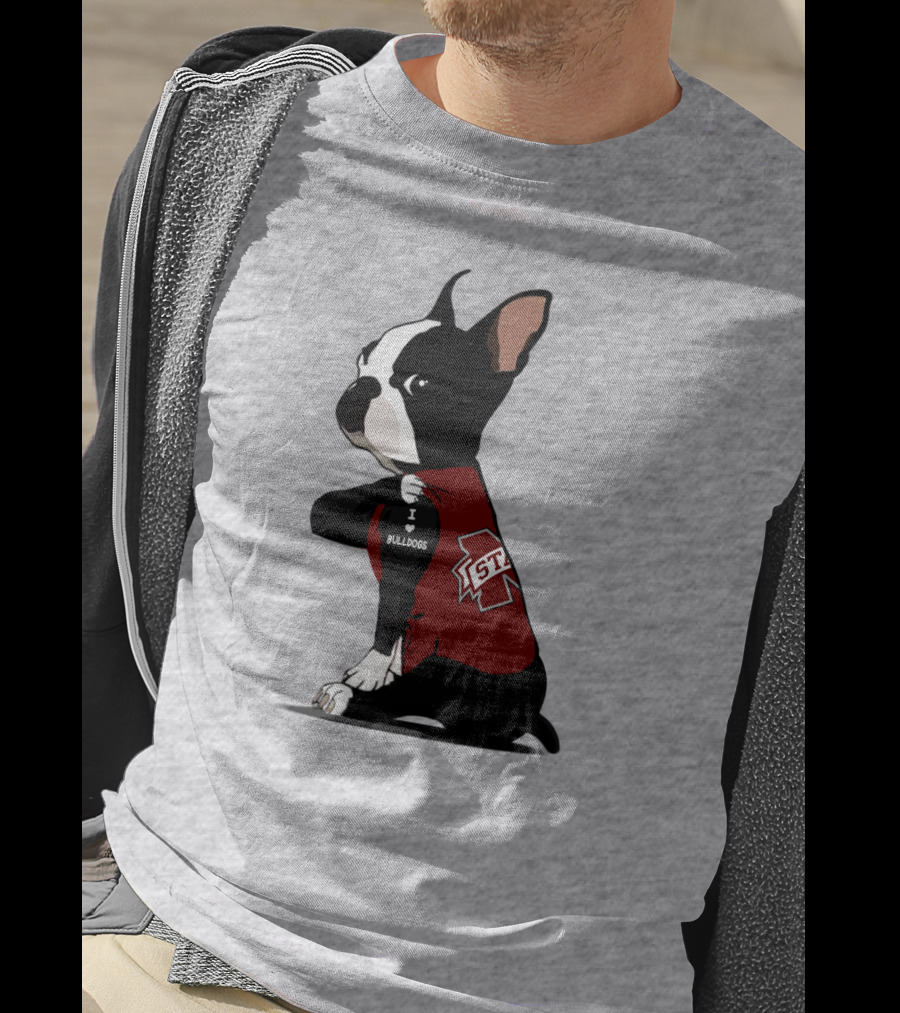 Mississippi State Bulldogs Love Boston Terrier In Jersey T-Shirt