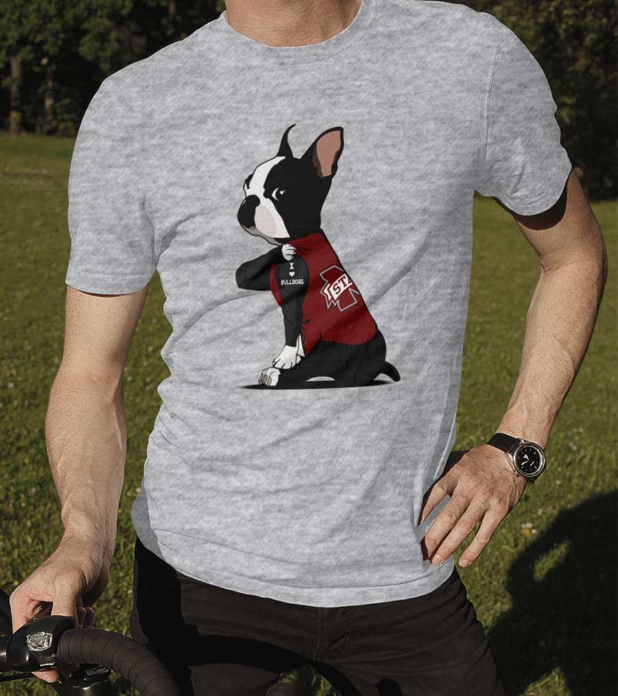 Mississippi State Bulldogs Love Boston Terrier In Jersey T-Shirt