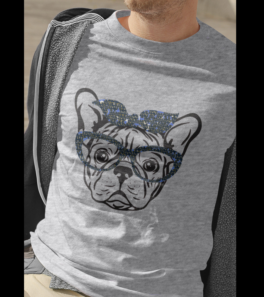 Bulldog Notre Dame Fighting Irish Patterned Glasses And Bow T-Shirt