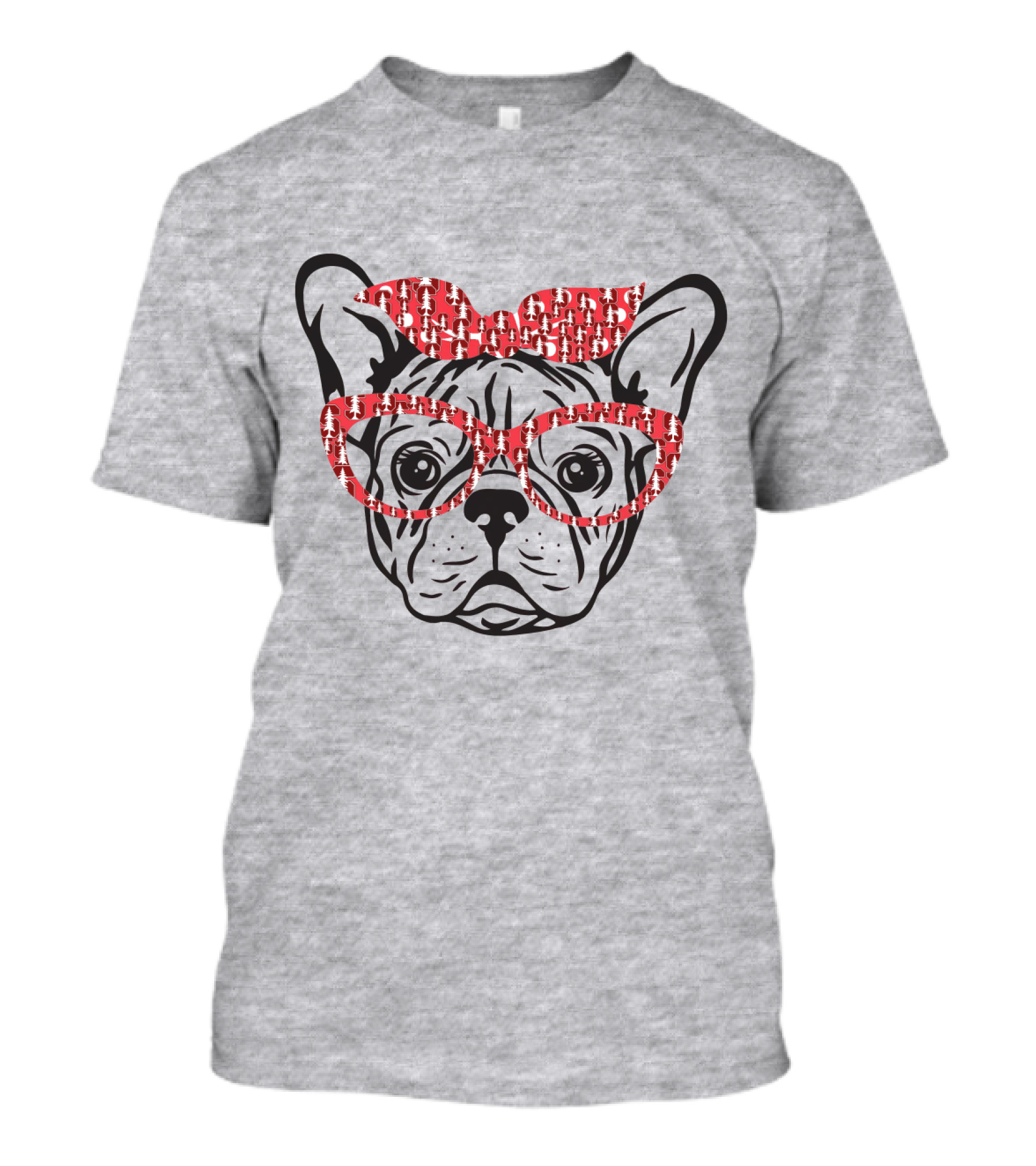 Stanford Cardinal Bulldog With Red Glasses And Bow T-Shirt