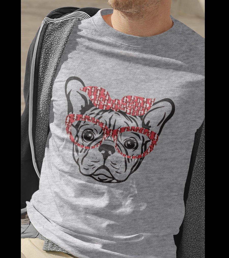 Stanford Cardinal Bulldog With Red Glasses And Bow T-Shirt