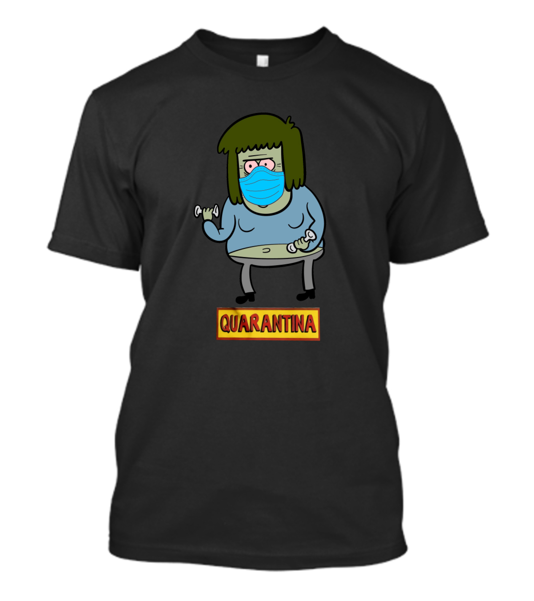 Quarantina Ds Regular Show Mask Dumbbells T-Shirt