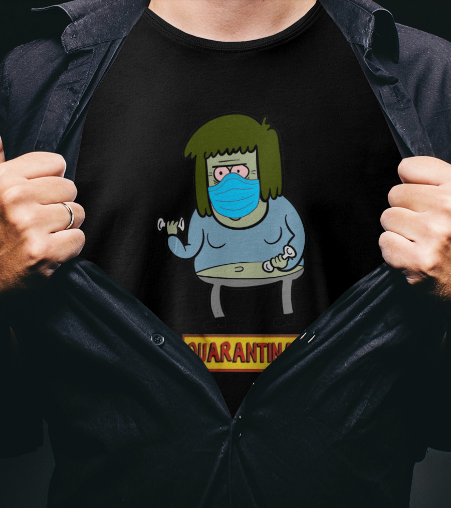Quarantina Ds Regular Show Mask Dumbbells T-Shirt