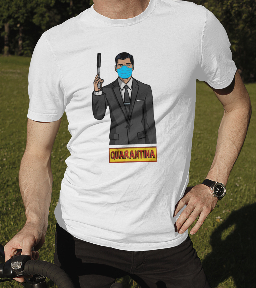 Archer Quarantina Masked Suit Man With Gun T-Shirt