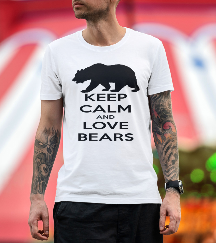 Keep Calm and Love Bears with Silhouette Walking Bear T-Shirt