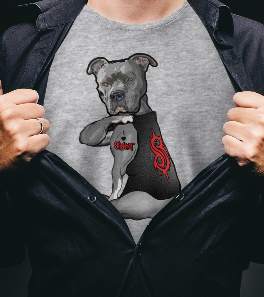 Slipknot Dog Ink Tattoo Icon With Band Logo And Vest T-Shirt