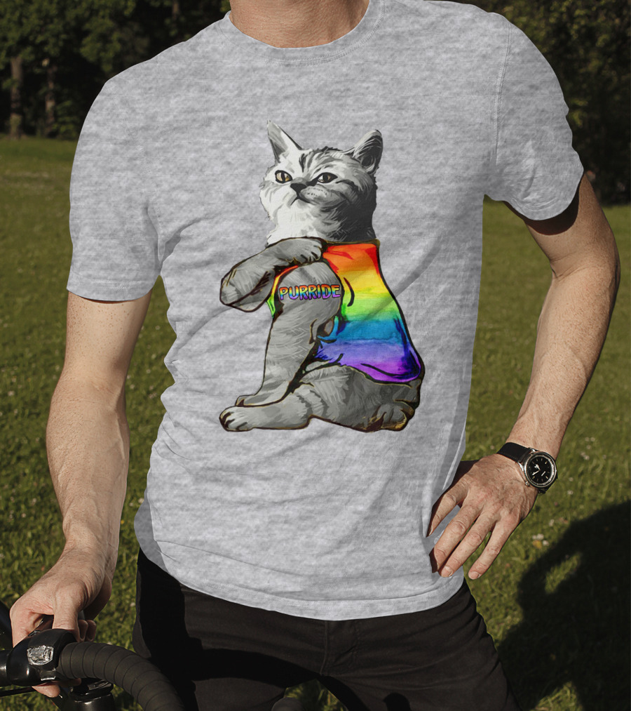 Purride Cat In Rainbow Colors T-Shirt
