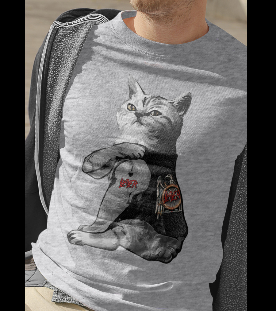 Cat Wearing Iconic Slayer Logo Vest T-Shirt