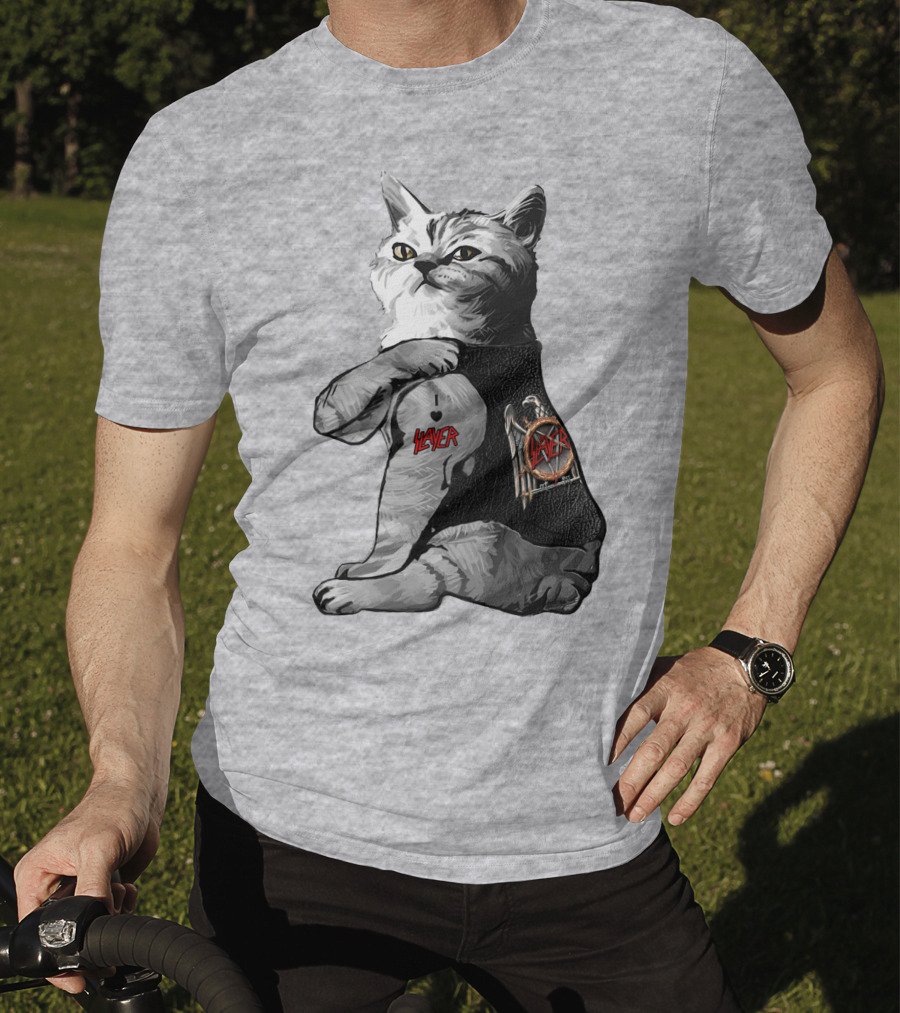 Cat Wearing Iconic Slayer Logo Vest T-Shirt