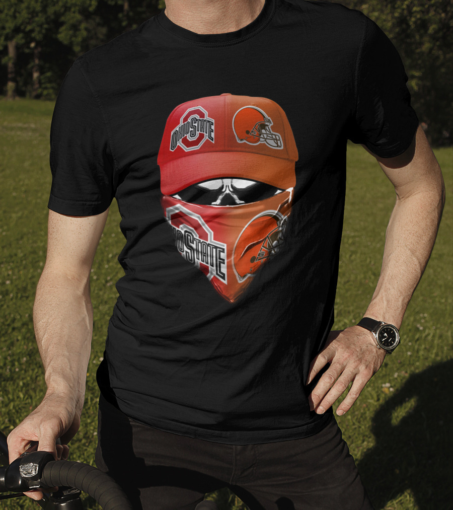 Ohio State Buckeye Browns Fan Gear Hat And Bandana Combo T-Shirt